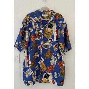 Vintage Hawaiian‎ Collection Mens XXL Kona Coffee Maui Coffee Floral Aloha Shirt